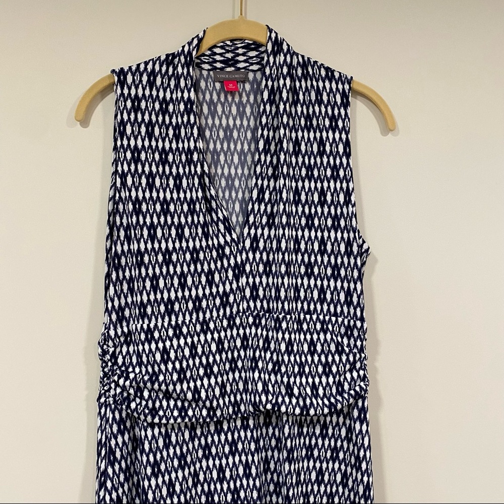 VINCE CAMUTO Maxi Ikat Dress Sleeveless Blue White Size Medium - Picture 6 of 10